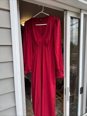 GAP Red V-Neck Midi Dress